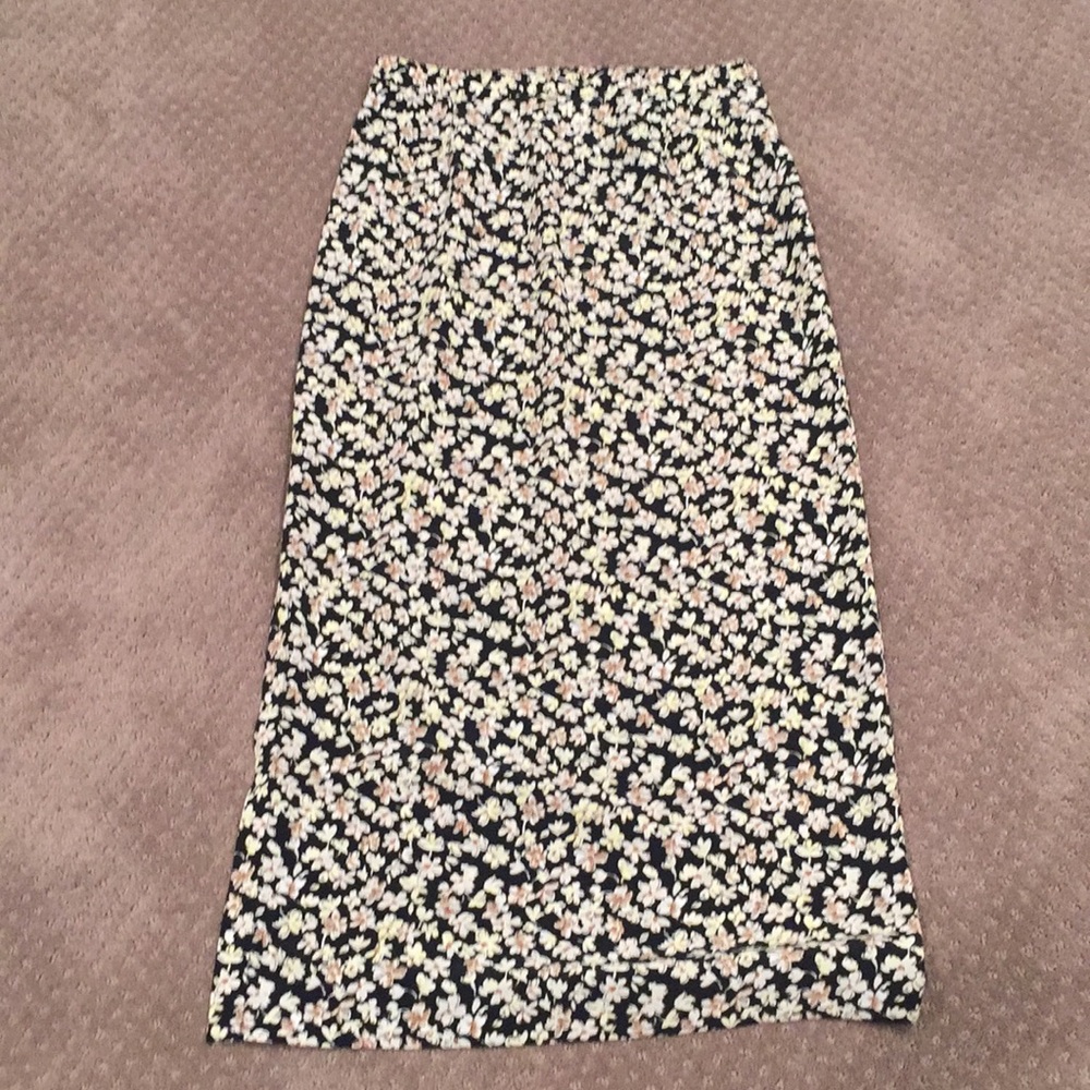 Tribal floral midi skirt with side slit
